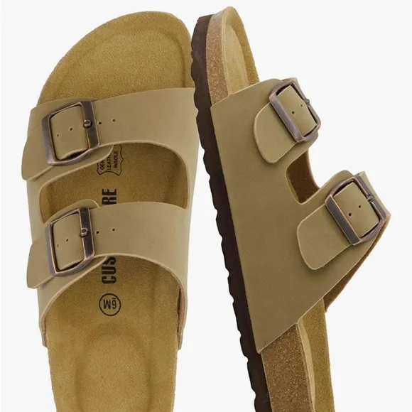 Cork Slip-On Sandals with Buckle - Picture 1 of 4